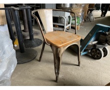 Кресло стул Tolix Wood черный с деревянным сиденьем