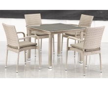 Комплект плетеной мебели T257C/Y376C-W85 Latte (4+1) + подушки на стульях