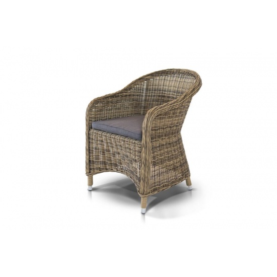 "Равенна" плетеное кресло из искусственного ротанга, цвет соломенный с серой подушкой - 1