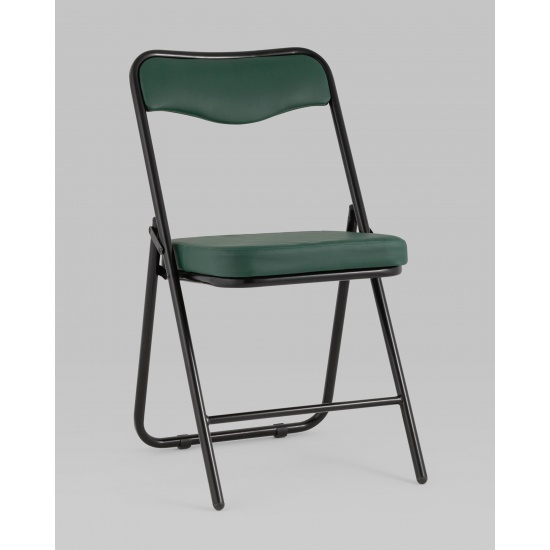 Складной стул Джонни экокожа зелёный каркас черный матовый - 1