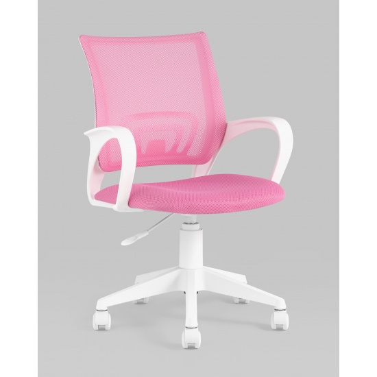 Кресло офисное TopChairs ST-BASIC-W розовый крестовина пластик белый - 1