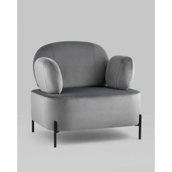 Кресло Кэнди с подлокотниками велюр серый - 1