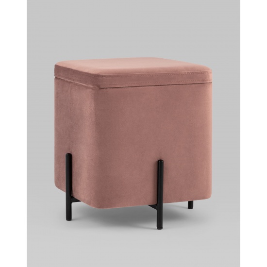 Пуф Грейс квадрат с ящиком велюр пыльно-розовый - 1