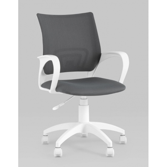 Кресло офисное Topchairs ST-BASIC-W серая ткань крестовина белый пластик - 1