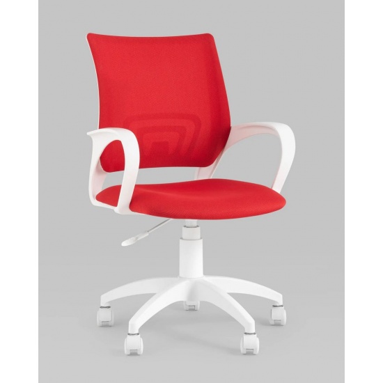 Кресло офисное TopChairs ST-BASIC-W красная ткань крестовина белый пластик - 1