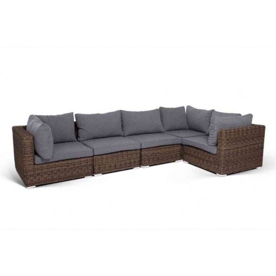 "Лунго" трансформирующийся диван из искусственного ротанга, цвет коричневый - 1