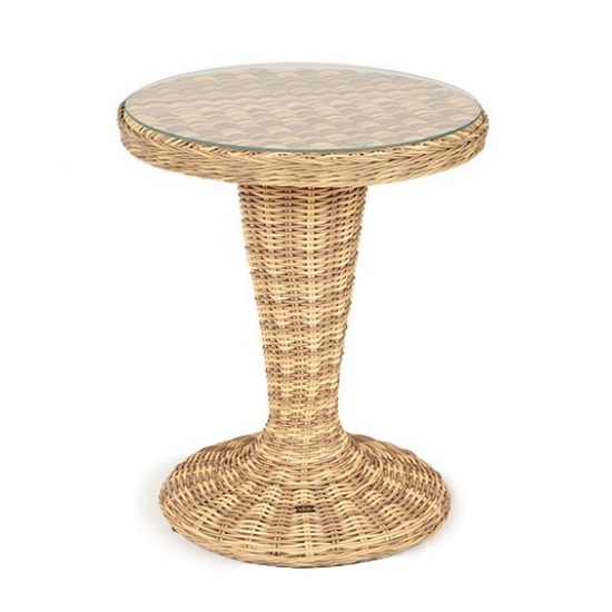 "Леванте" стол круглый из искусственного ротанга, цвет соломенный - 1