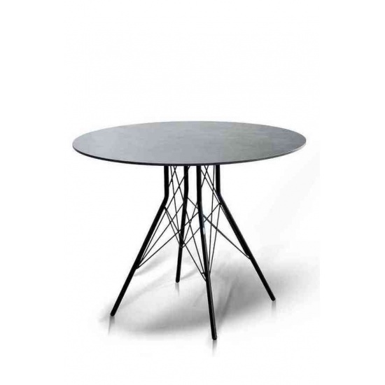"Конте" интерьерный стол из HPL круглый O90см, цвет "серый гранит" - 1