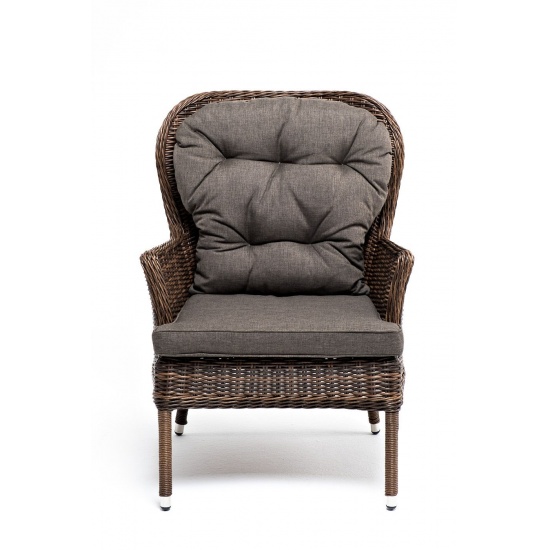 "Алиса" кресло плетеное, цвет коричневый с подушками - 1