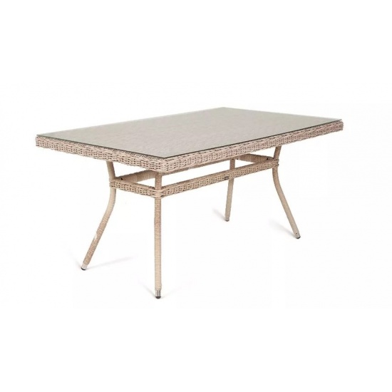 "Латте" плетеный стол из искусственного ротанга 160х90см, цвет бежевый - 1