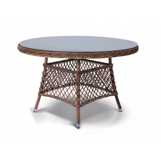 "Эспрессо" плетеный круглый стол, диаметр 118 см, цвет коричневый - 1