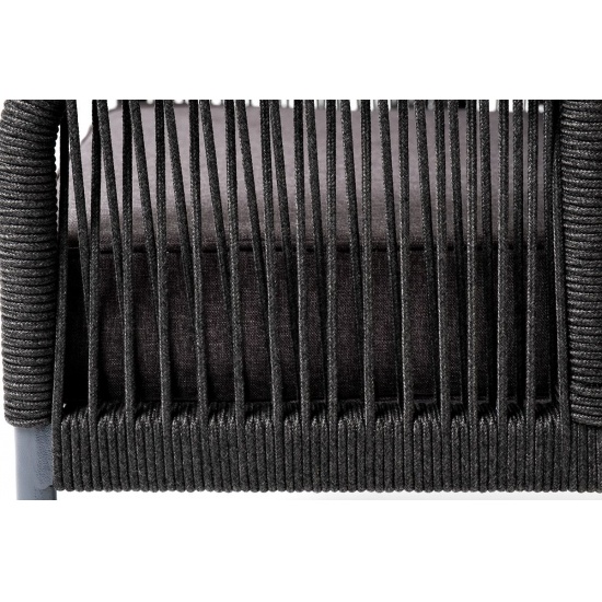 "Канны" кресло плетеное из роупа, каркас алюминий темно-серый (RAL7024) муар, роуп темно-серый круглый, ткань Savana grafit - 1